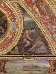 Allegorie von Borgo San Sepolcro; unten, Ansicht von Scarperia